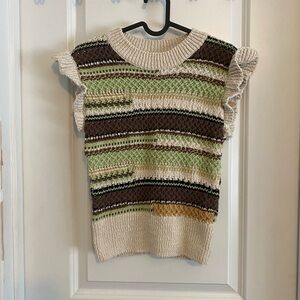 Another Love Multicolor Knit Ruffle Sleeve Vest